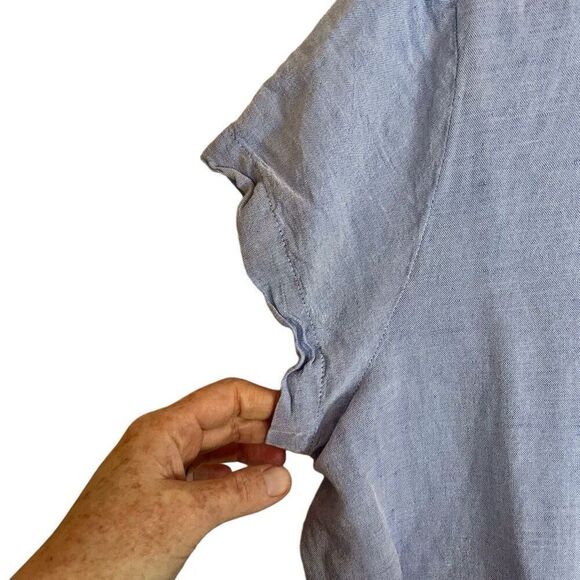 Joules Womens Chambray Shift Size 12 Denim Linen Dress Drawstring Beach Travel - Picture 2 of 8